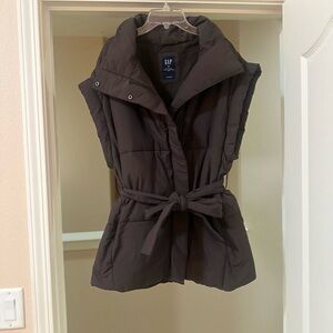 GAP Chocolate Belted Puffer Vest